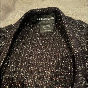 Liz Claiborne career cardigan  L BLACK WITH PLENTY OF SHINE